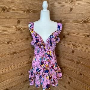 SIGNATURE 8 💕 Purple Floral Ruffle Dress MEDIUM